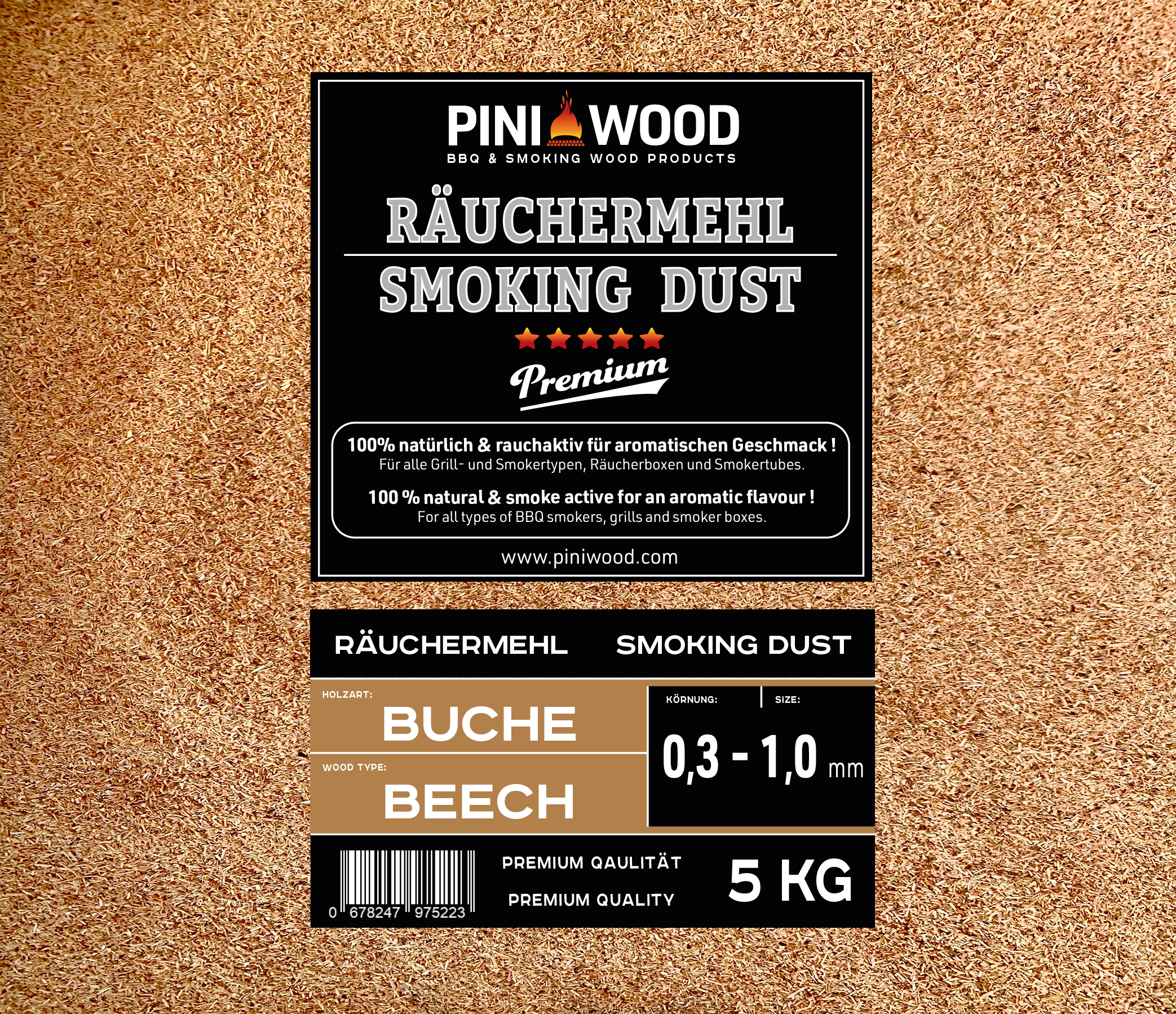 5 Kg Räuchemehl Buche 0,3-1 mm Smoking Dust Räucherspäne 18 Liter 