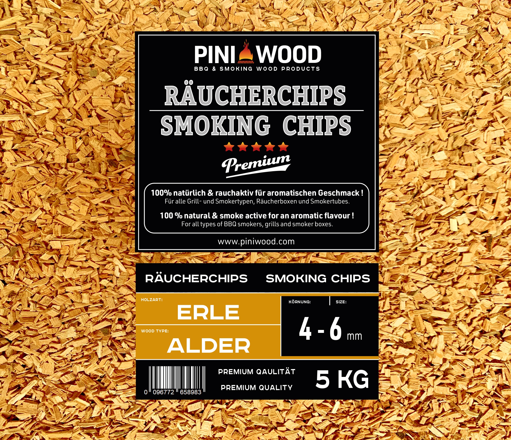 5 Kg Räucherchips Erle 4-6 mm Smoking Chips Räucherspäne 18 Liter